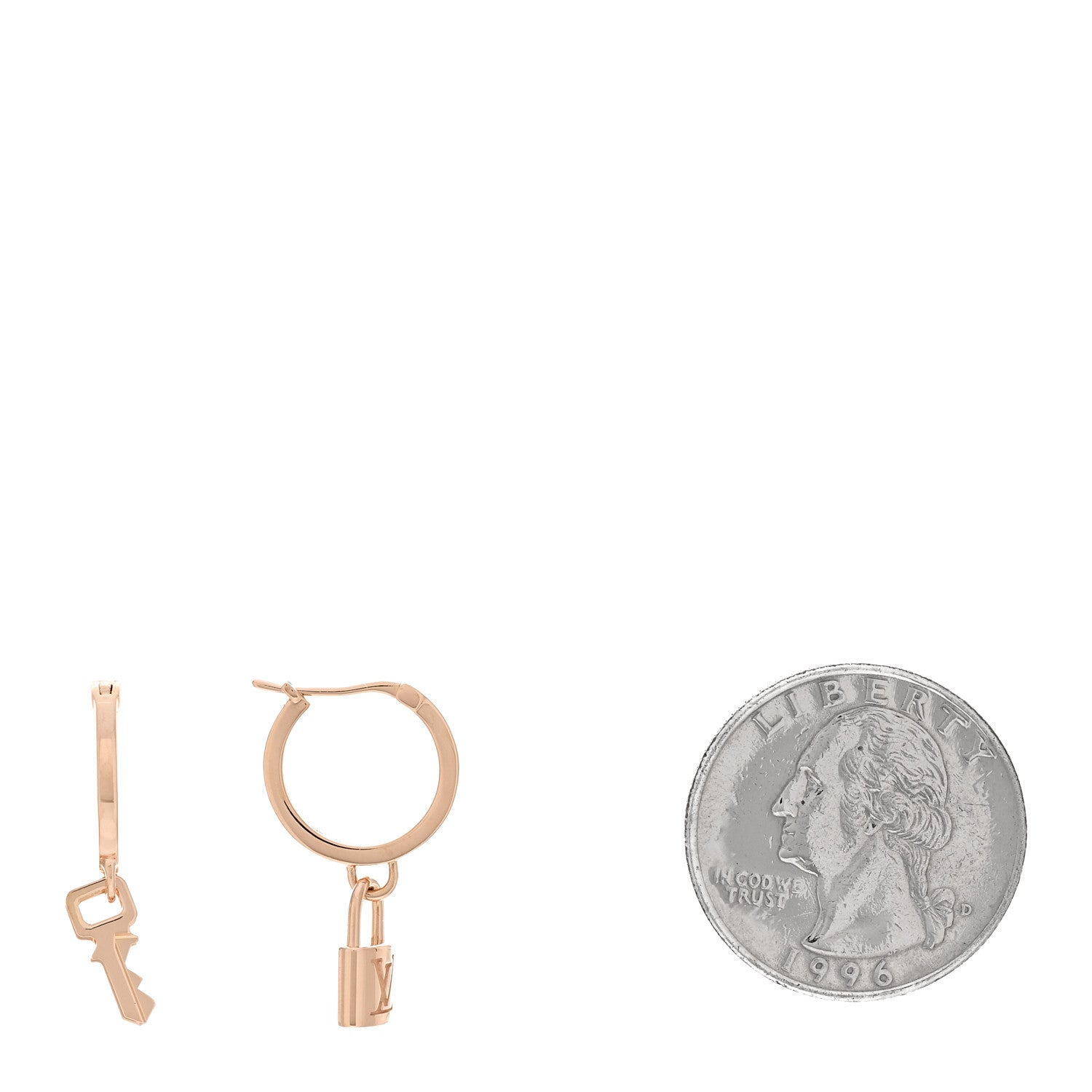 Louis Vuitton 18K Pink Gold Lockit Hoop Earrings 2 of 4