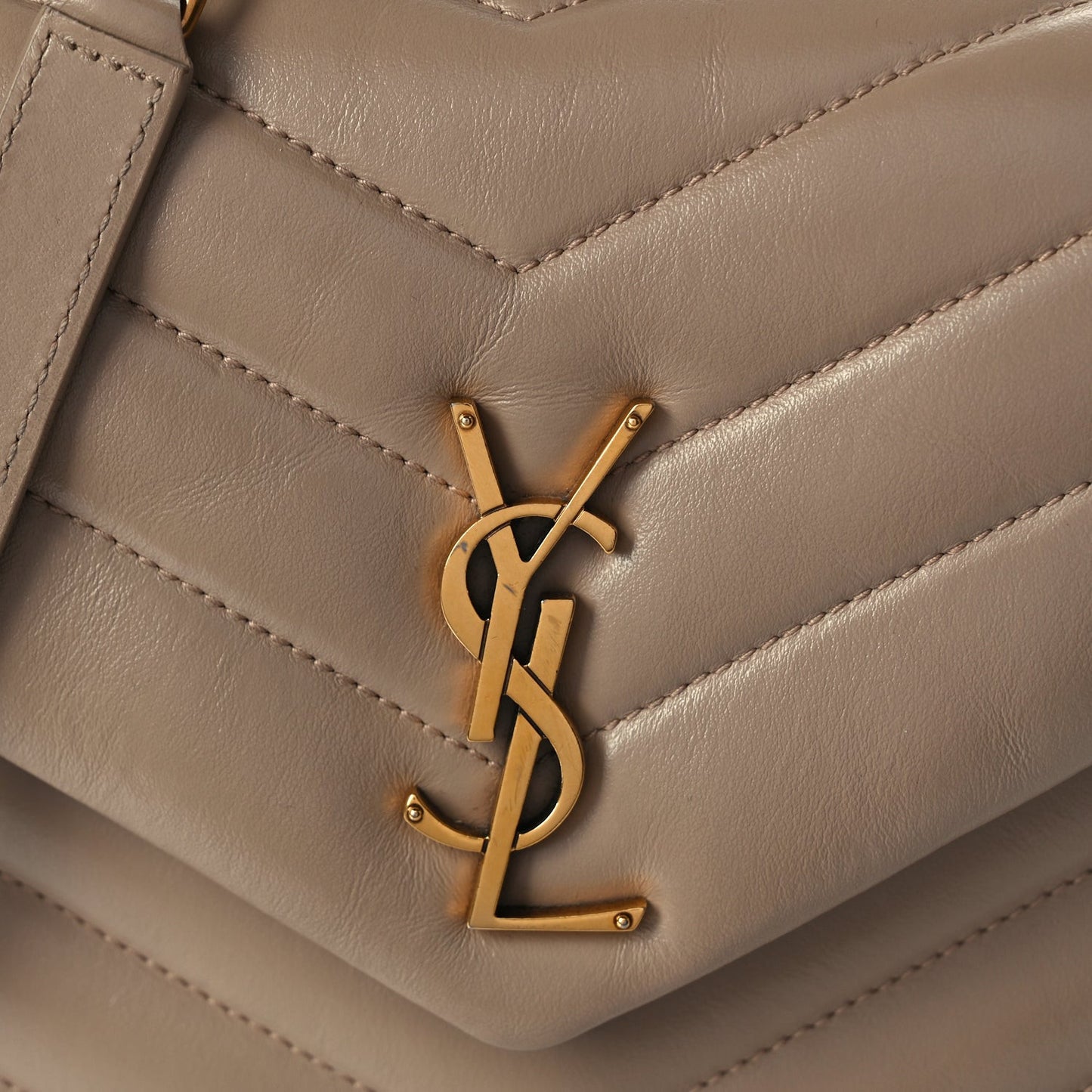 Calfskin Y Quilted Monogram Small Loulou Chain Satchel Dark Beige