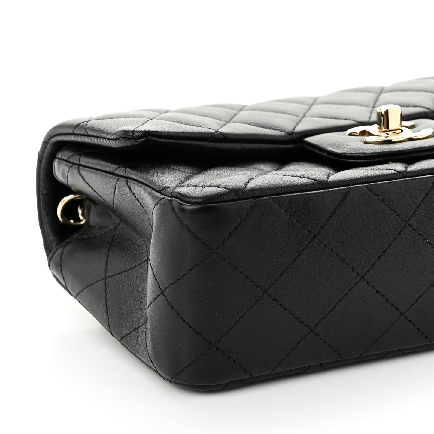 Lambskin Quilted Mini Rectangular Flap Black