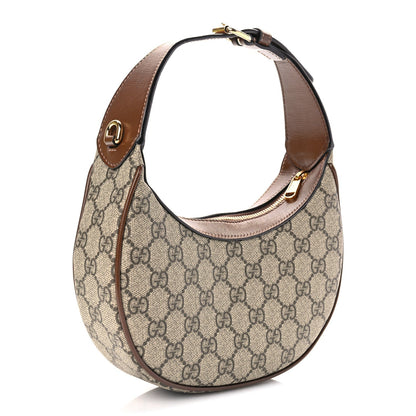 Gucci GG Supreme Monogram Azalea Calfskin Mini Retro Interlocking G Half Moon Bag Beige Ebony Brown Sugar 2 of 8