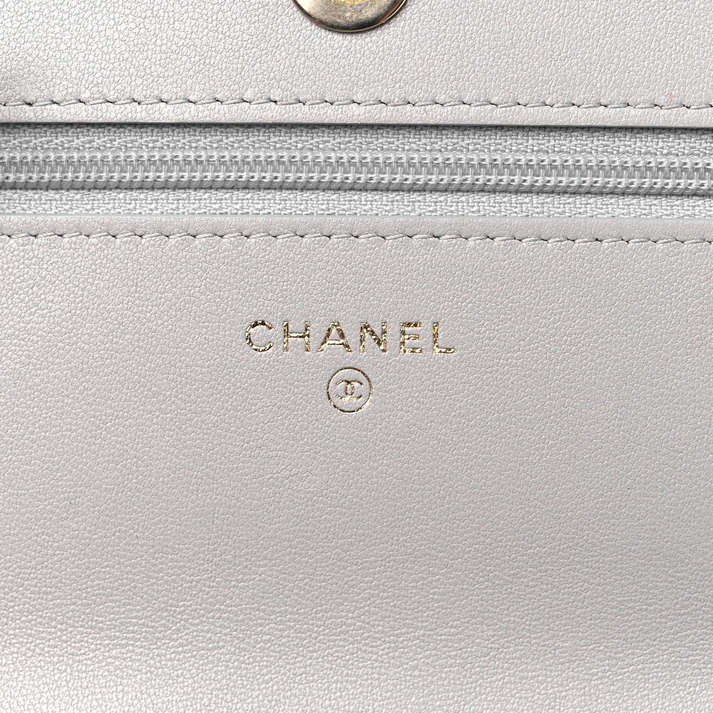 Lambskin Quilted Chanel 19 Wallet On Chain WOC Grey