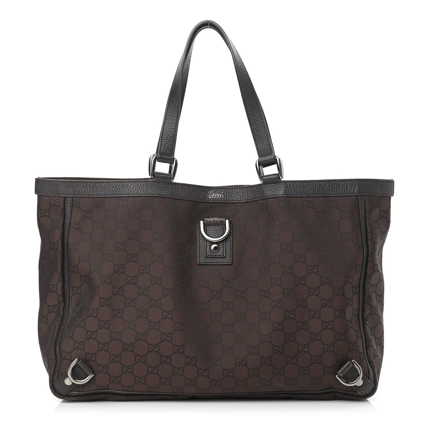 Nylon Monogram Large Abbey Tote Dark Brown