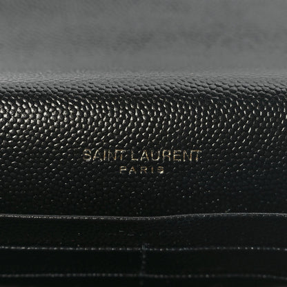 Saint Laurent Grain De Poudre Matelasse Chevron Monogram Envelope Chain Wallet 5 of 8