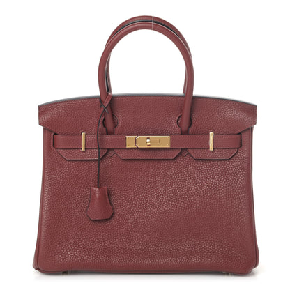 Hermes Taurillon Clemence Birkin 30 Rouge H 1 of 8