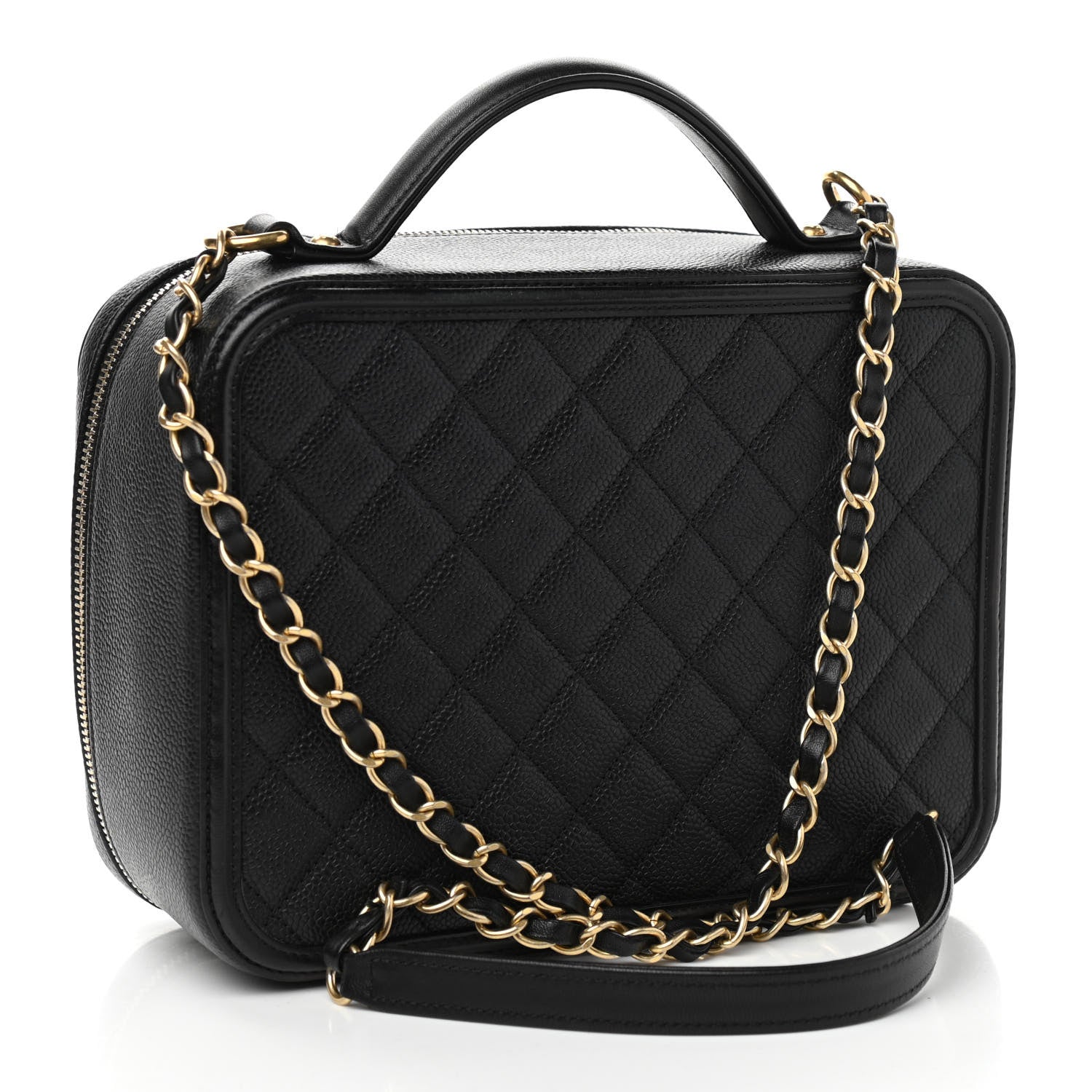 Chanel Caviar Quilted Large CC Filigree Vanity Case Black 4 of 11