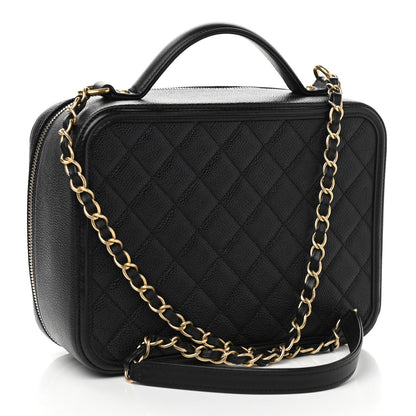 Chanel Caviar Quilted Large CC Filigree Vanity Case Black 4 of 11