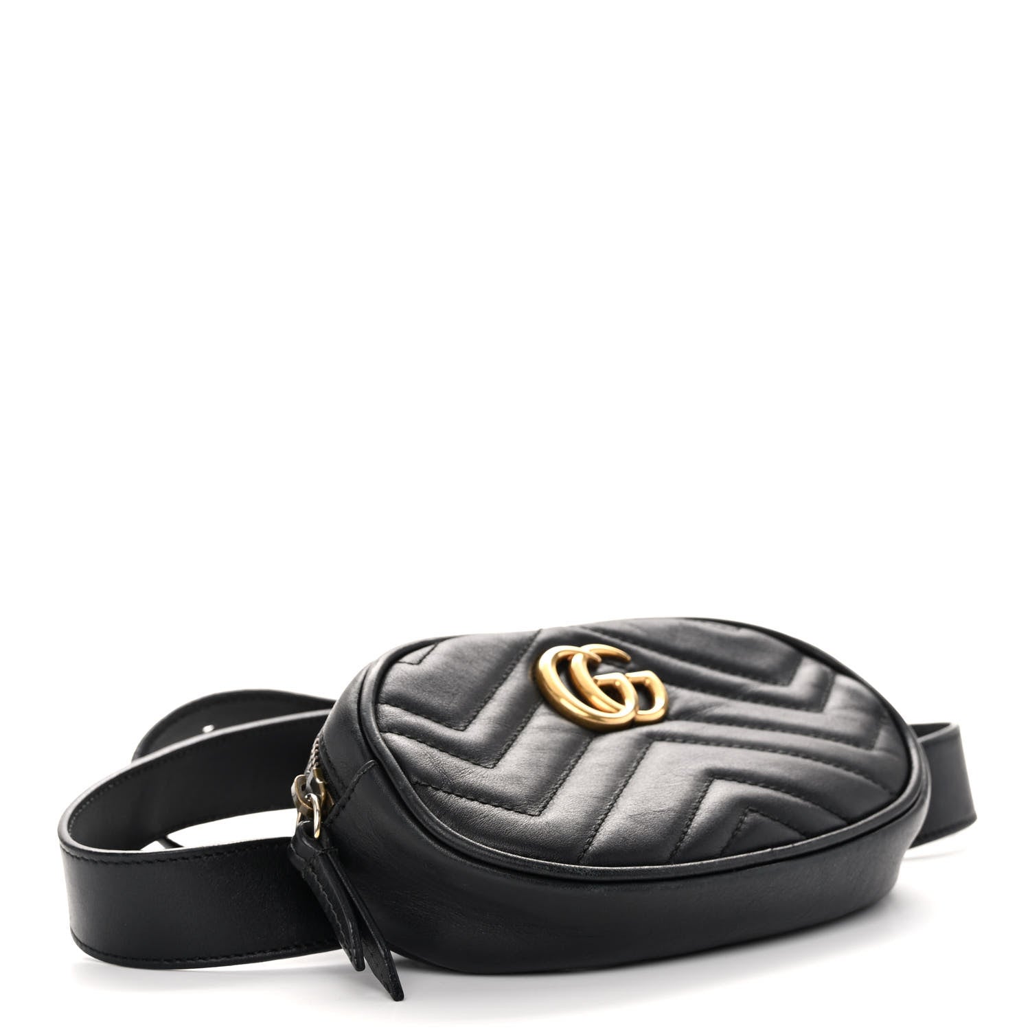 Gucci Calfskin Matelasse GG Marmont Belt Bag 75 30 Black 4 of 10