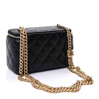 Chanel Lambskin Quilted Pearl Crush Small Vanity Case With Chain Black 2 of 8
