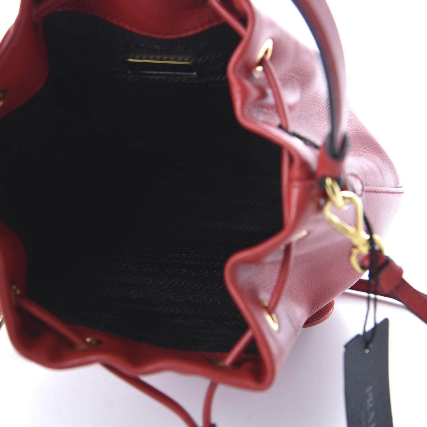 Prada Glace Calfskin Embossed Secchiello Bucket Bag Fuoco 6 of 10