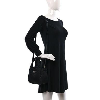 Prada Re-Nylon Soft Padded Small Double Handled Shoulder Bag Black 2 of 9