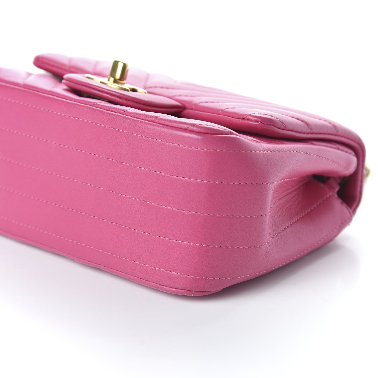Chanel Lambskin Chevron Quilted Mini Square Flap Fuchsia 7 of 14