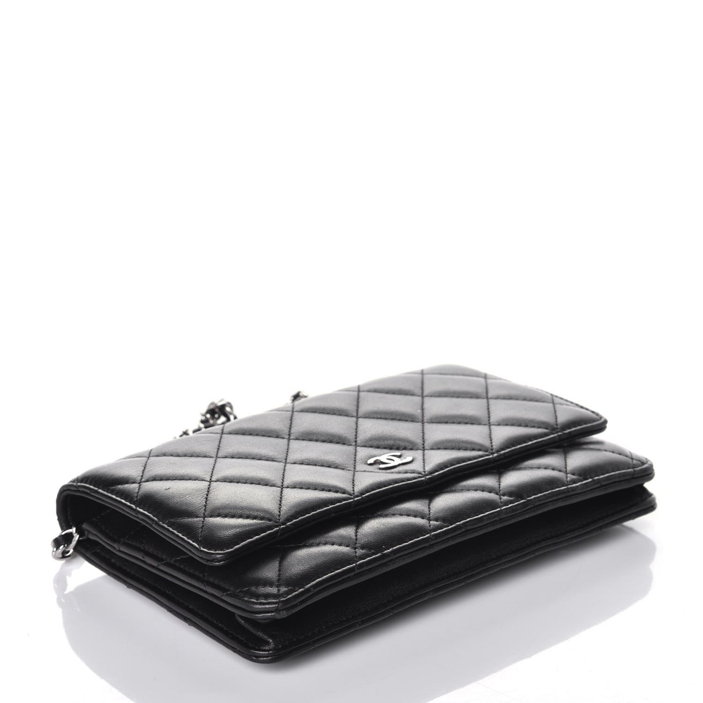 Lambskin Quilted Wallet On Chain WOC Black