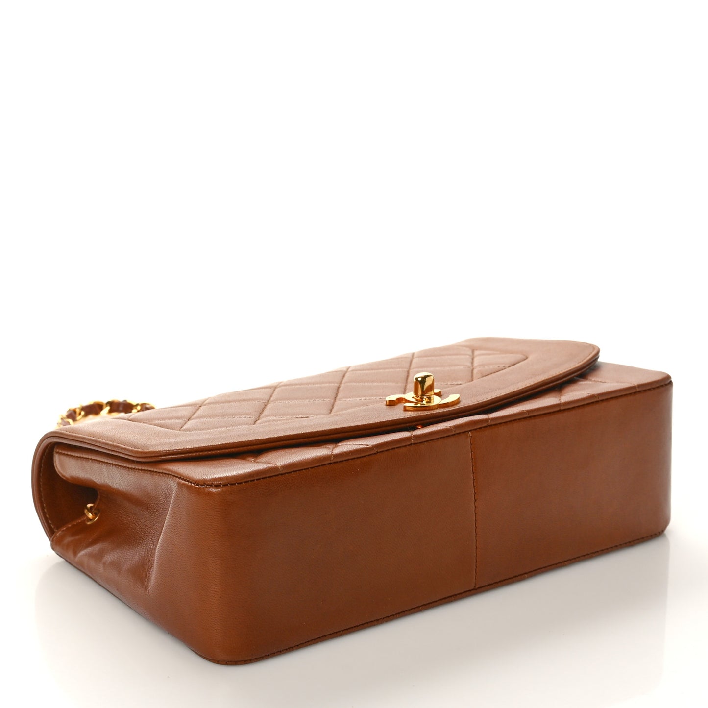 Lambskin Quilted Medium Single Flap Brown