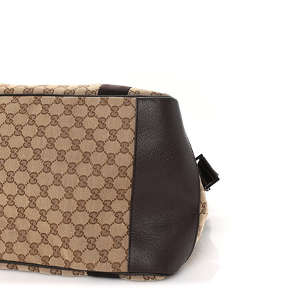 Gucci Monogram Dollar Calfskin Large Boston Duffle Bag  Beige Ebony Testa di Moro Marrone Scuro 8 of 8