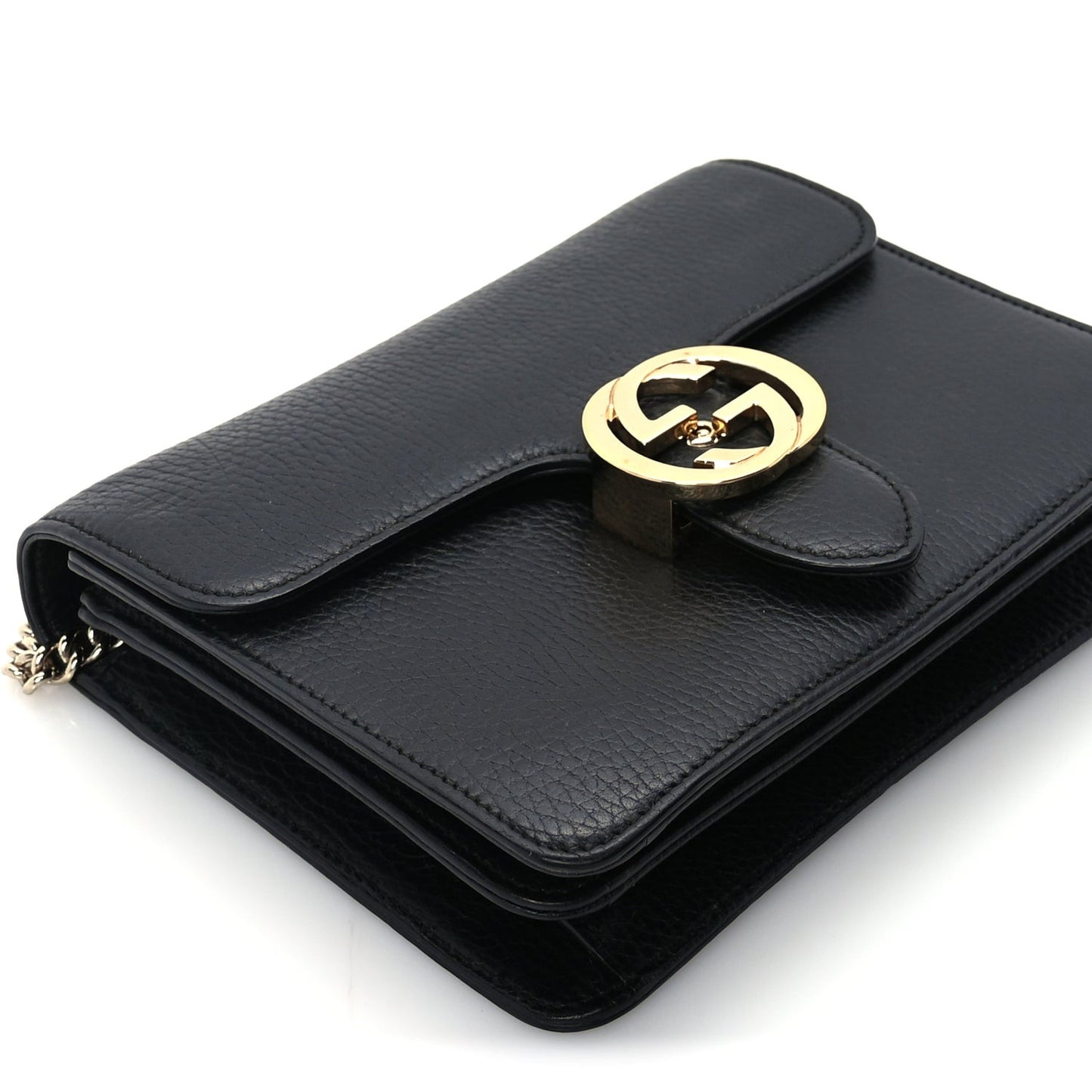 Dollar Calfskin Small Interlocking G Shoulder Bag Black