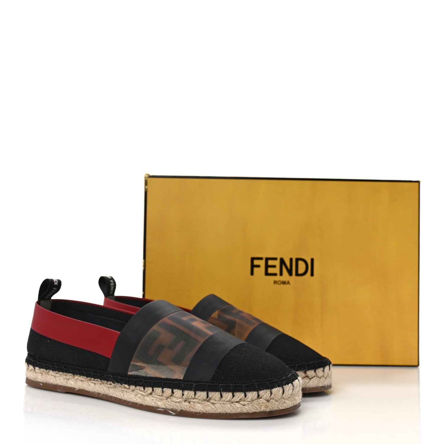 Fendi Canvas Mesh FF Colibri Espadrilles 37 Black Tobacco Moro 9 of 9