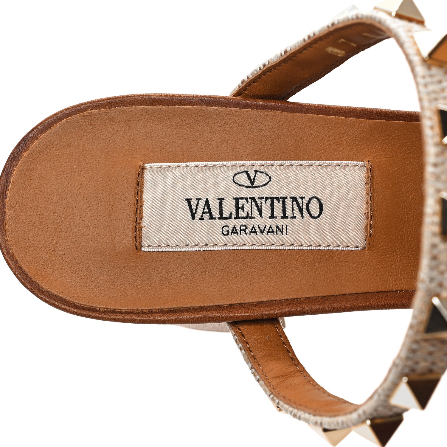 Valentino Garavani Raffia Calfskin Rockstud 60mm Caged Slide Sandals 36 Naturale 7 of 9