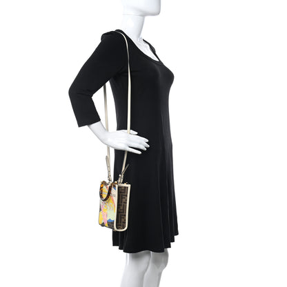 Fendi Glazed Fabric Vitello King Plexiglass FF 1974 Logo Hairdo Girls Inlay Mini Fendi Sunshine Shopper Tote Mogano Panna Multicolor 2 of 9