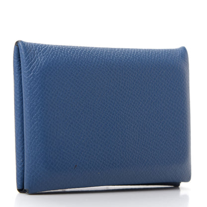 Hermes Epsom Calvi Card Case Bleu Agate 3 of 6