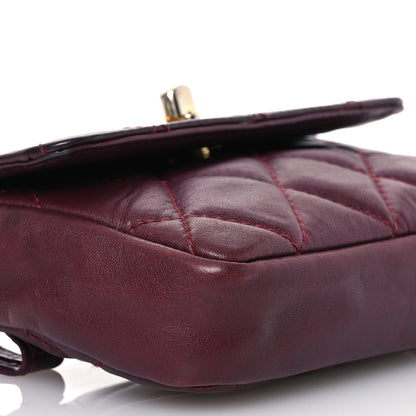 Chanel Lambskin Diamond Stitched Waist Chain Belt Flap Bag Burgundy 8 of 17
