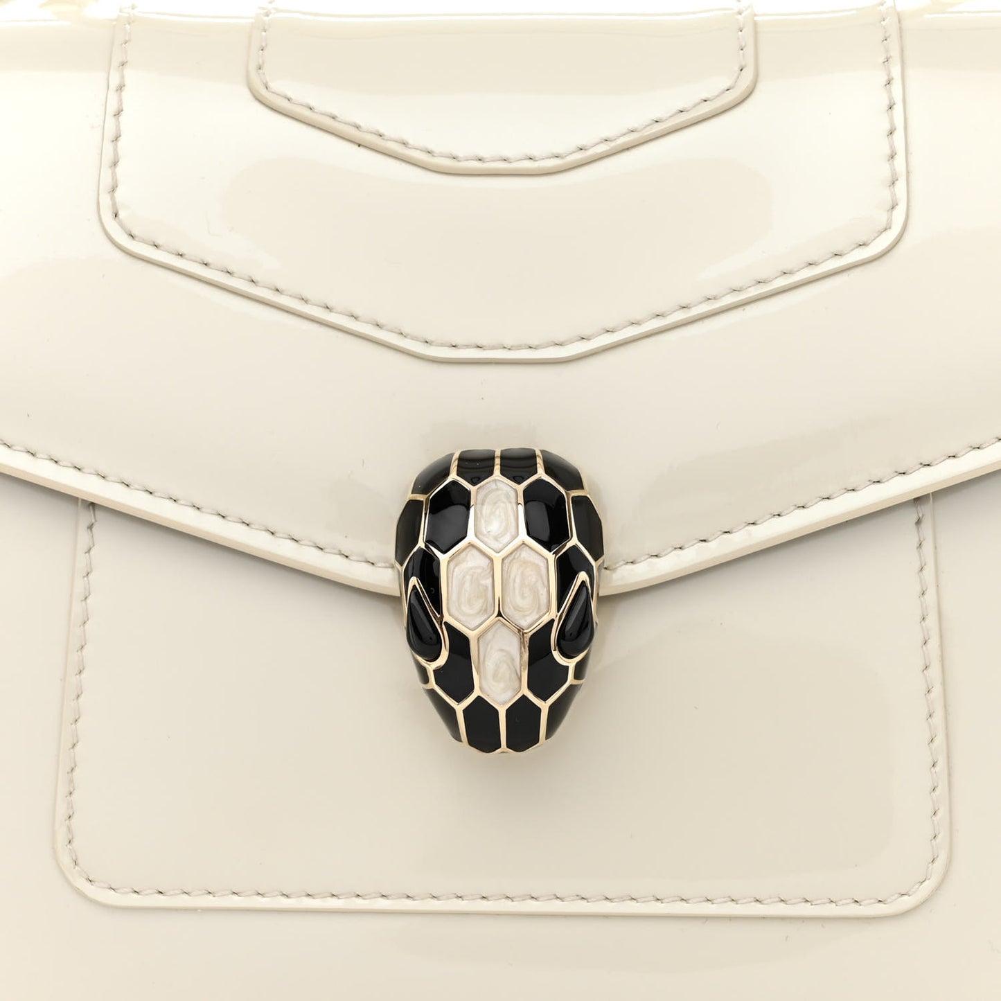 Patent Serpenti Forever Top Handle White