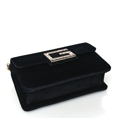 Gucci Velvet Crystal Square G Shoulder Bag  Black 4 of 9