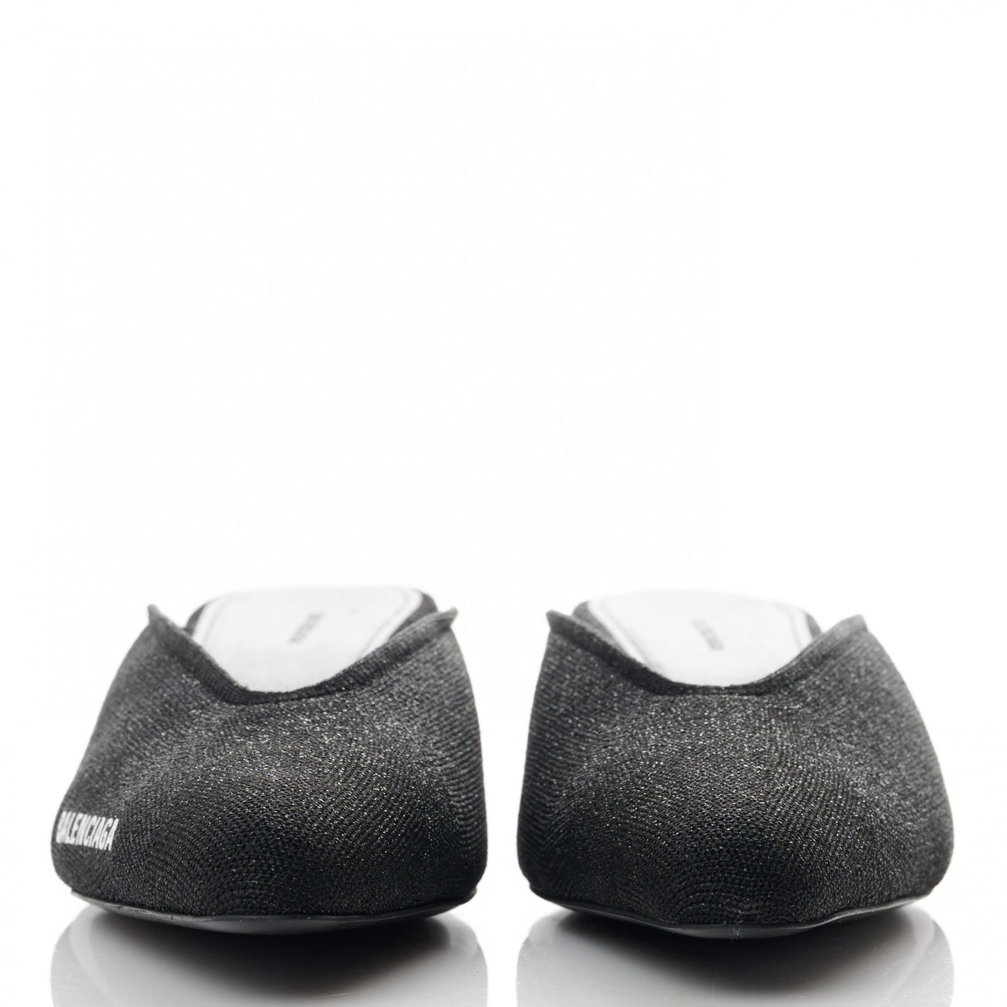 Glitter Knit Pointed Toe Mules 38.5 Black