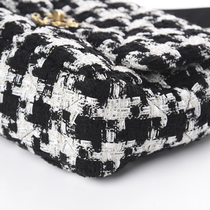 Chanel Tweed Quilted Medium 19 Flap Black Ecru White 9 of 9