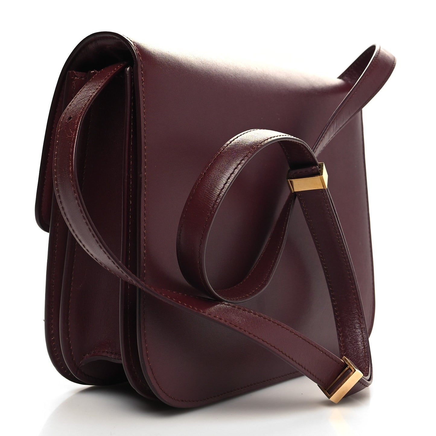 Box Calfskin Medium Classic Box Flap Bag Burgundy