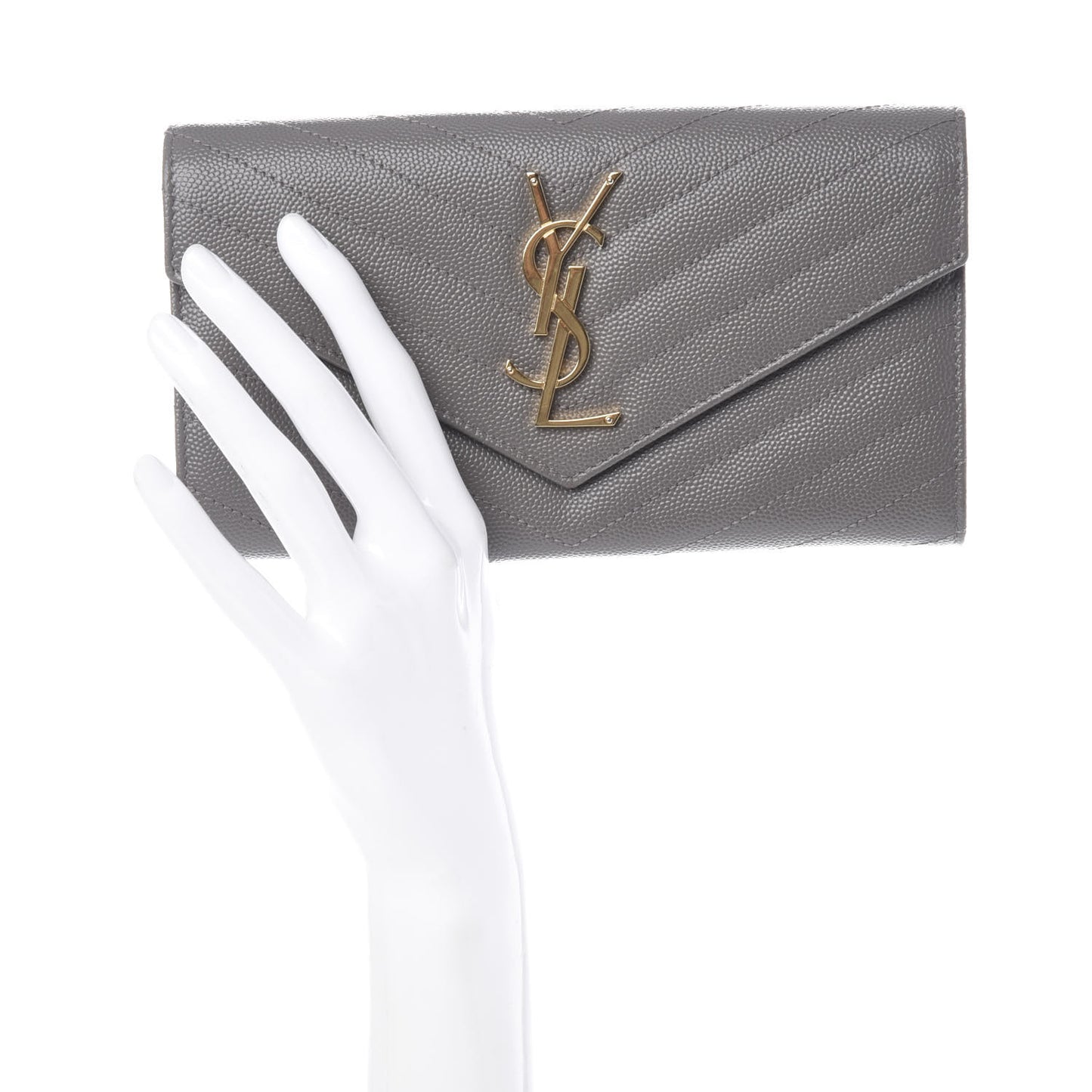 Grain De Poudre Matelasse Chevron Monogram Flap Wallet Fog
