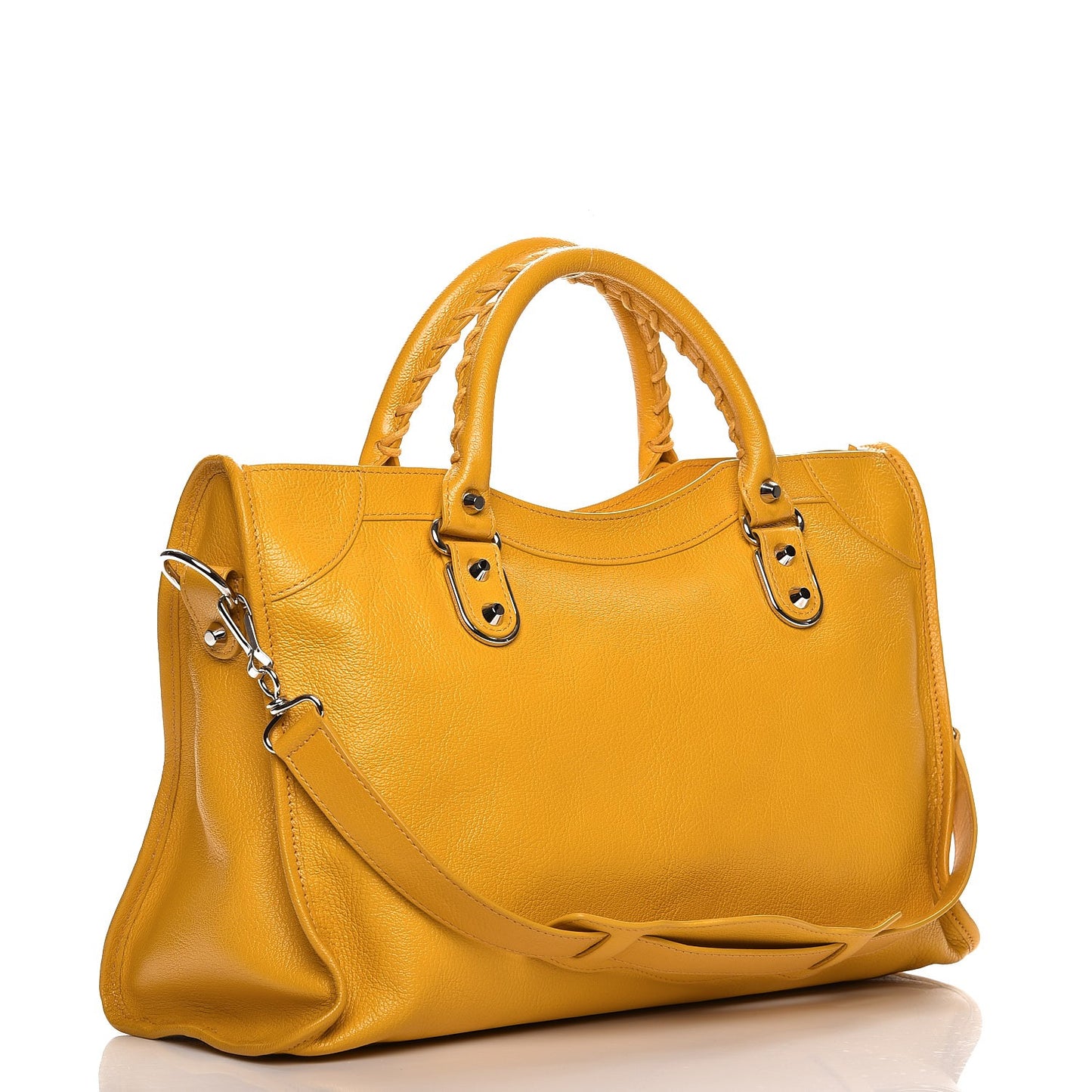 Chevre Silver Metallic Edge Hardware City Jaune Epi