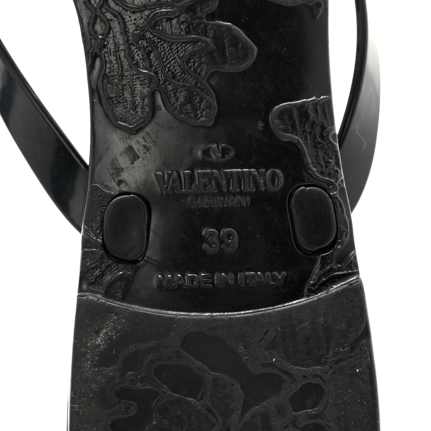 PVC Jelly Rockstud Bow Thong Sandals 39 Black