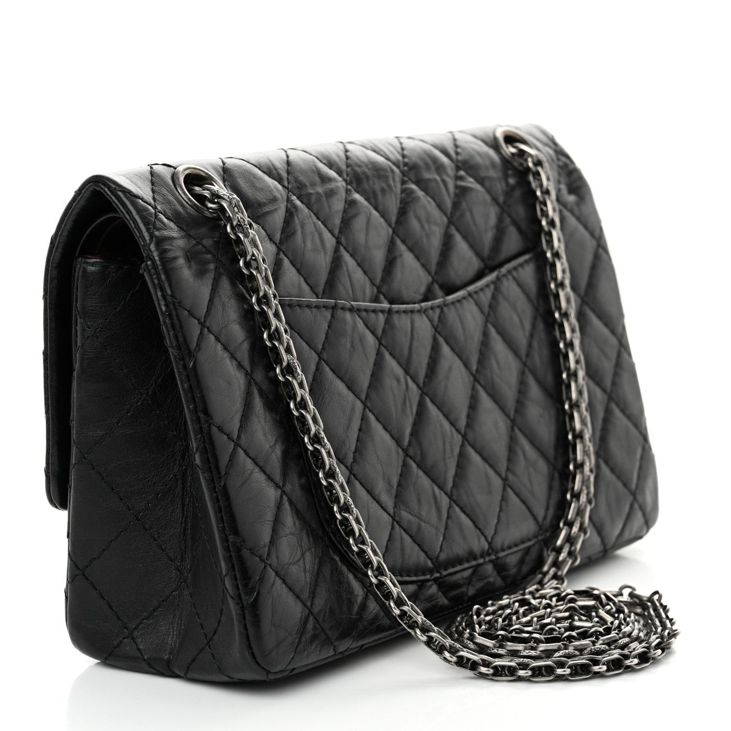 Aged Calfskin Quilted 2.55 Reissue 225 Flap Black