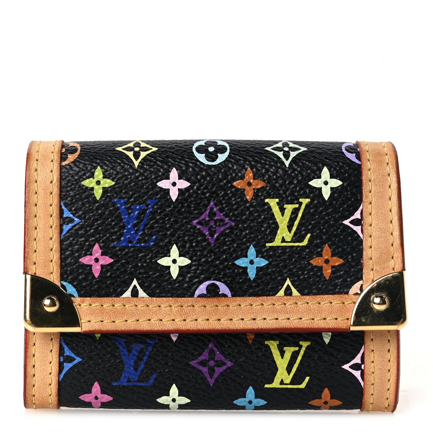 Louis Vuitton Monogram Multicolor Porte-Monnaie Plat Coin Purse Black 1 of 7