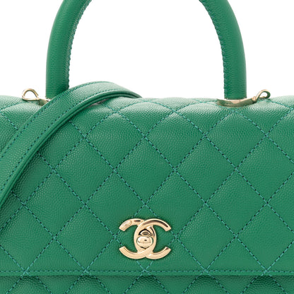 Chanel Caviar Quilted Mini Coco Handle Flap Green 8 of 11