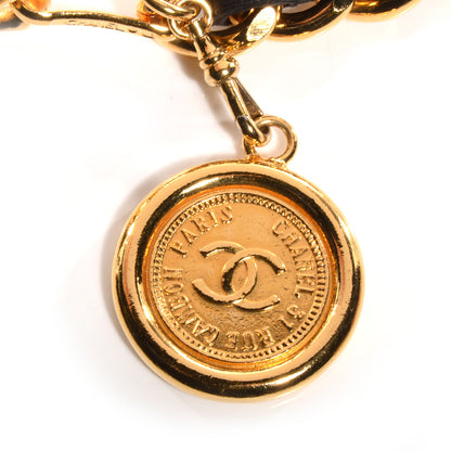 Chanel Leather Gold Chain Link Medallion Belt Black 3 of 6