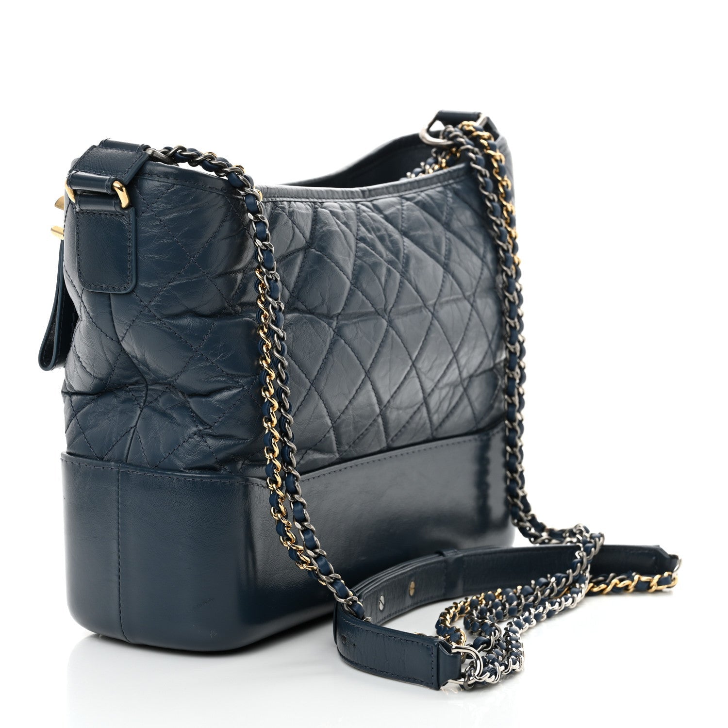 Chanel Aged Calfskin Quilted Medium Gabrielle Hobo Blue 3 of 7