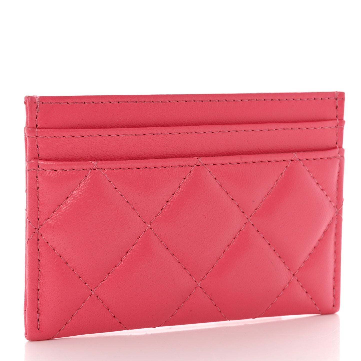 Lambskin Plexiglass Quilted Coco Love Card Holder Pink
