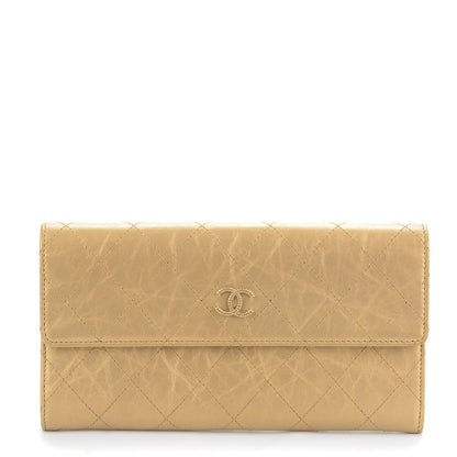 Chanel Aged Metallic Calfskin Quilted Large Palette Flap Wallet Gold 1 of 8
