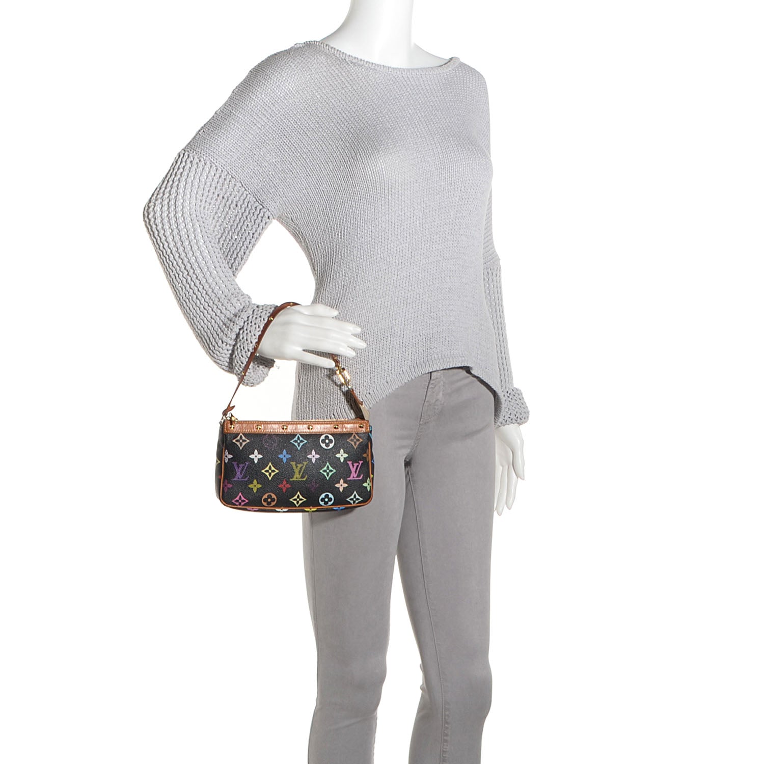 Louis Vuitton Monogram Multicolor Pochette Accessories Black 2 of 8