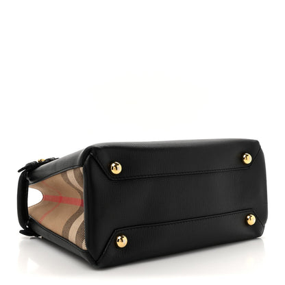 Burberry Derby Calfskin House Check Small Banner Tote Black 4 of 7
