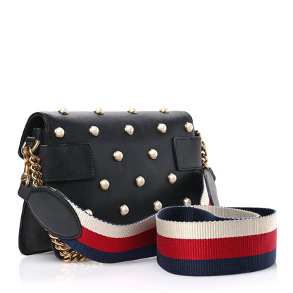 Gucci Nappa Pearl Studded Mini Queen Margaret Broadway Shoulder Bag Black 3 of 10