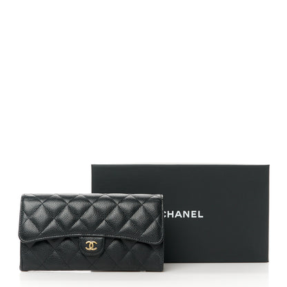 Chanel Caviar Quilted Large Gusset Flap Wallet Black 10 of 10