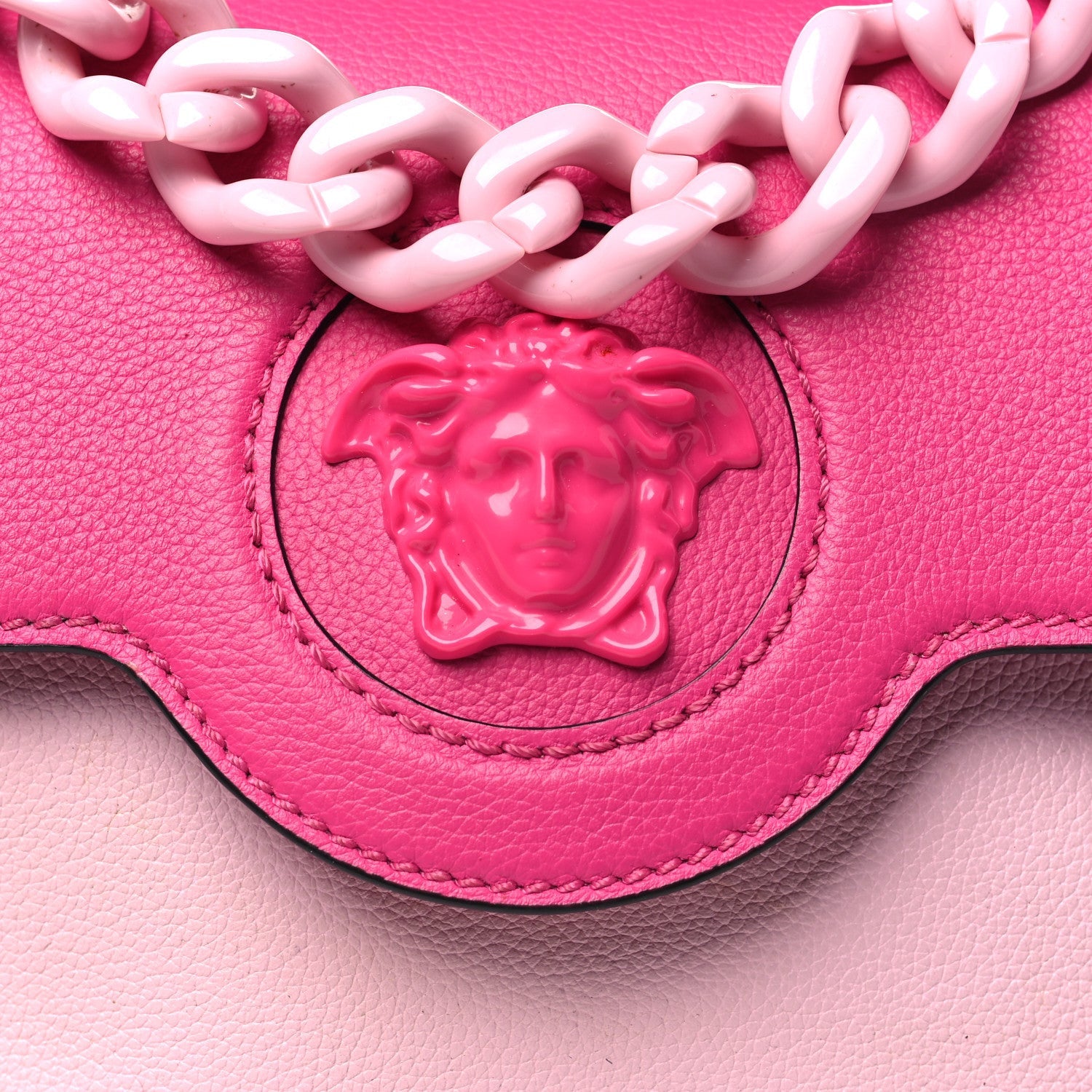 Versace Calfskin Medusa Small Top Handle Handbag Fuxia Light Pink 7 of 7
