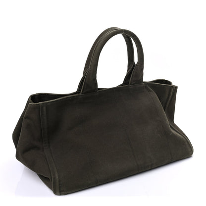 Prada Canvas Studded Crystal Large Canapa Tote  Militare 2 of 8