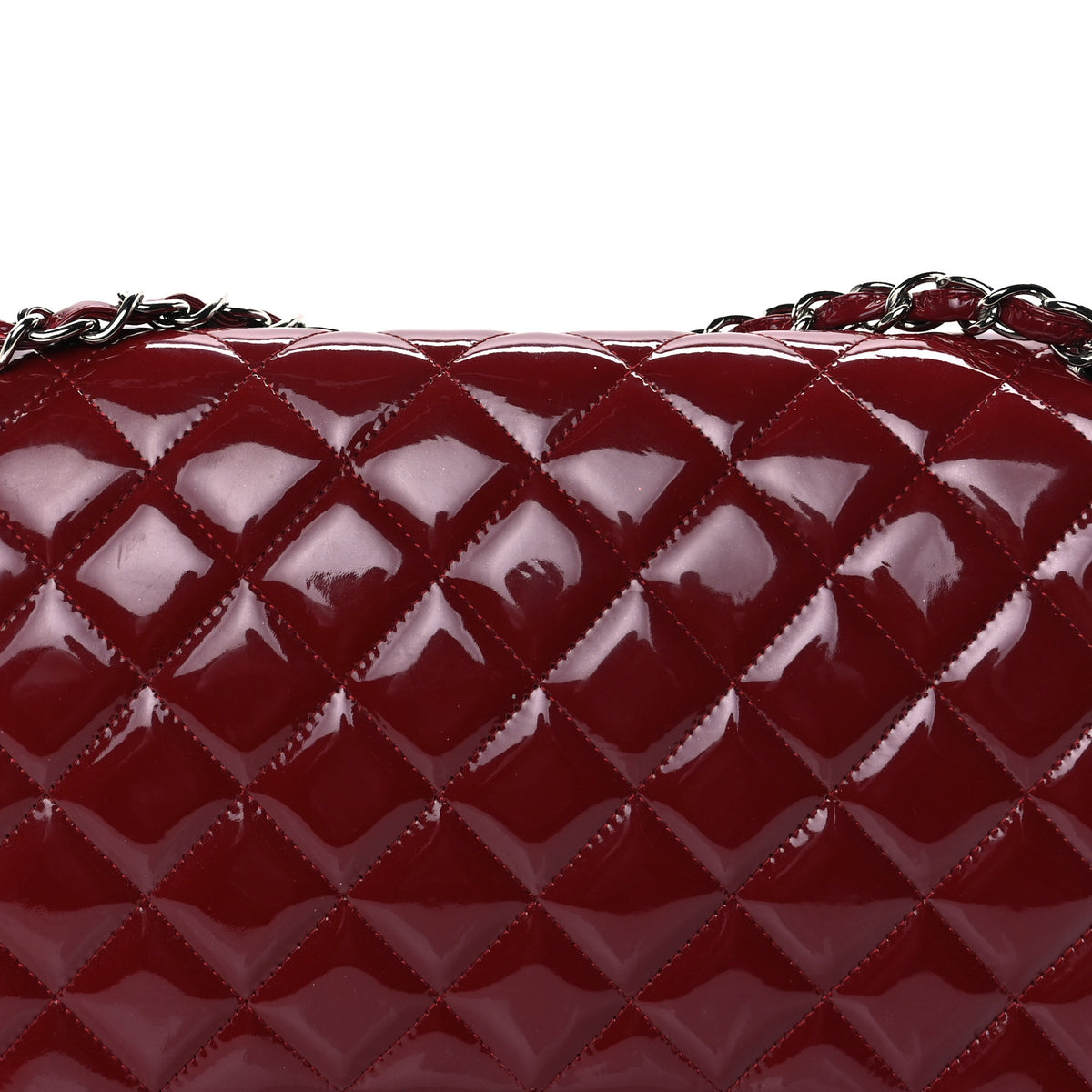 Patent Quilted Maxi Double Flap Red
