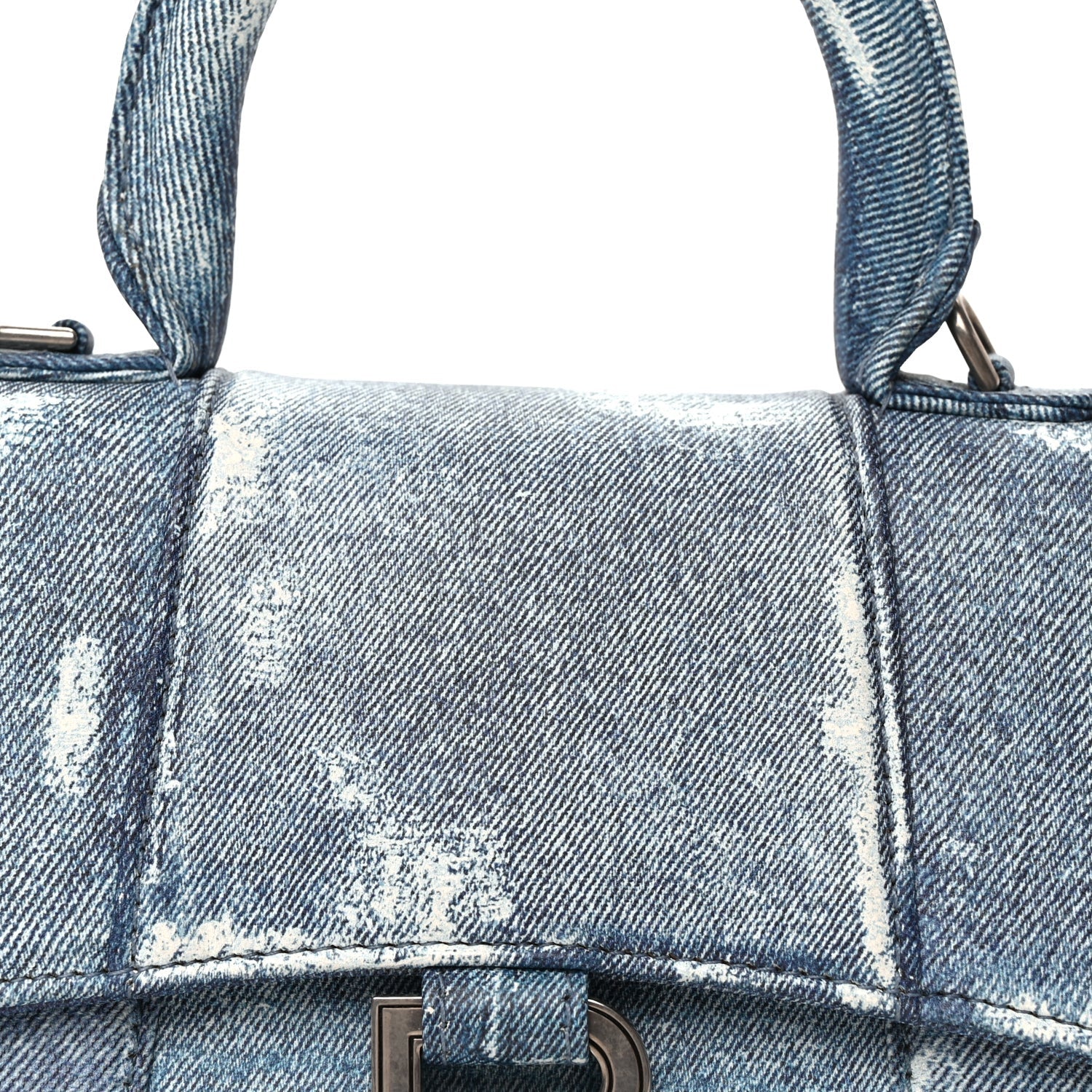 Balenciaga Nappa Denim Printed Hourglass Top Handle Bag XS Denim Blue 6 of 8