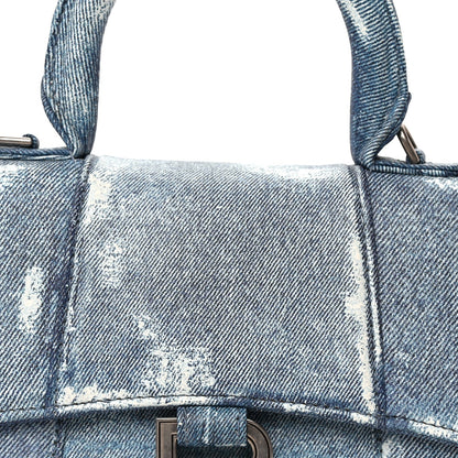 Balenciaga Nappa Denim Printed Hourglass Top Handle Bag XS Denim Blue 6 of 8