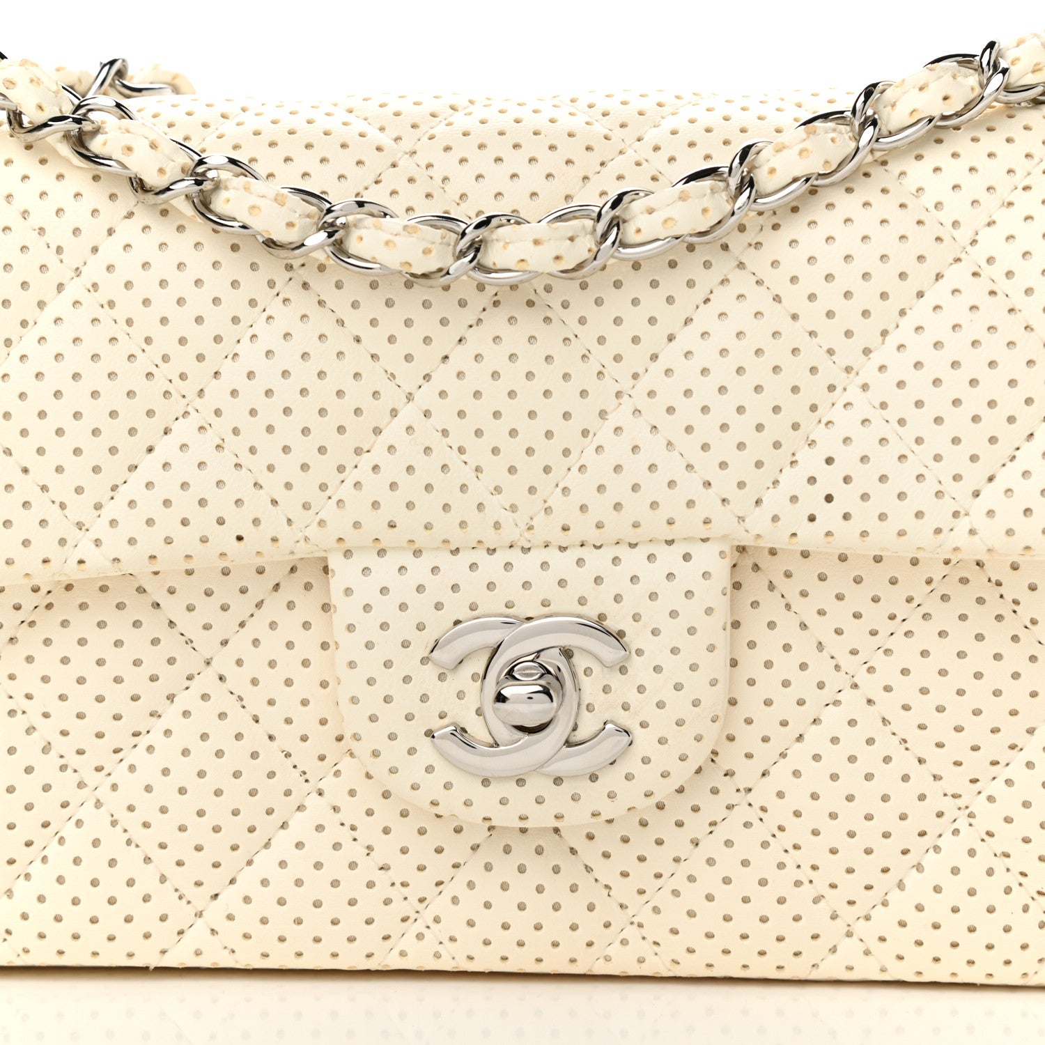 Chanel Lambskin Perforated East West Flap White 8 of 13