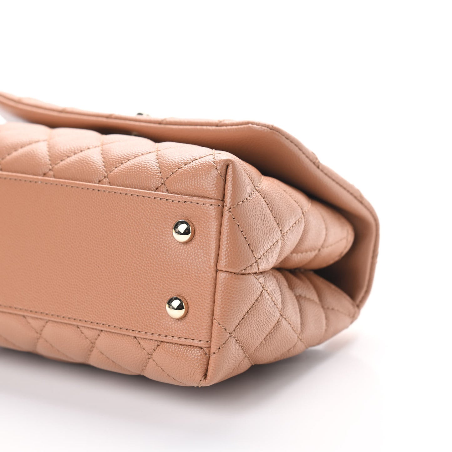 Caviar Lizard Embossed Quilted Mini Coco Handle Flap Brown